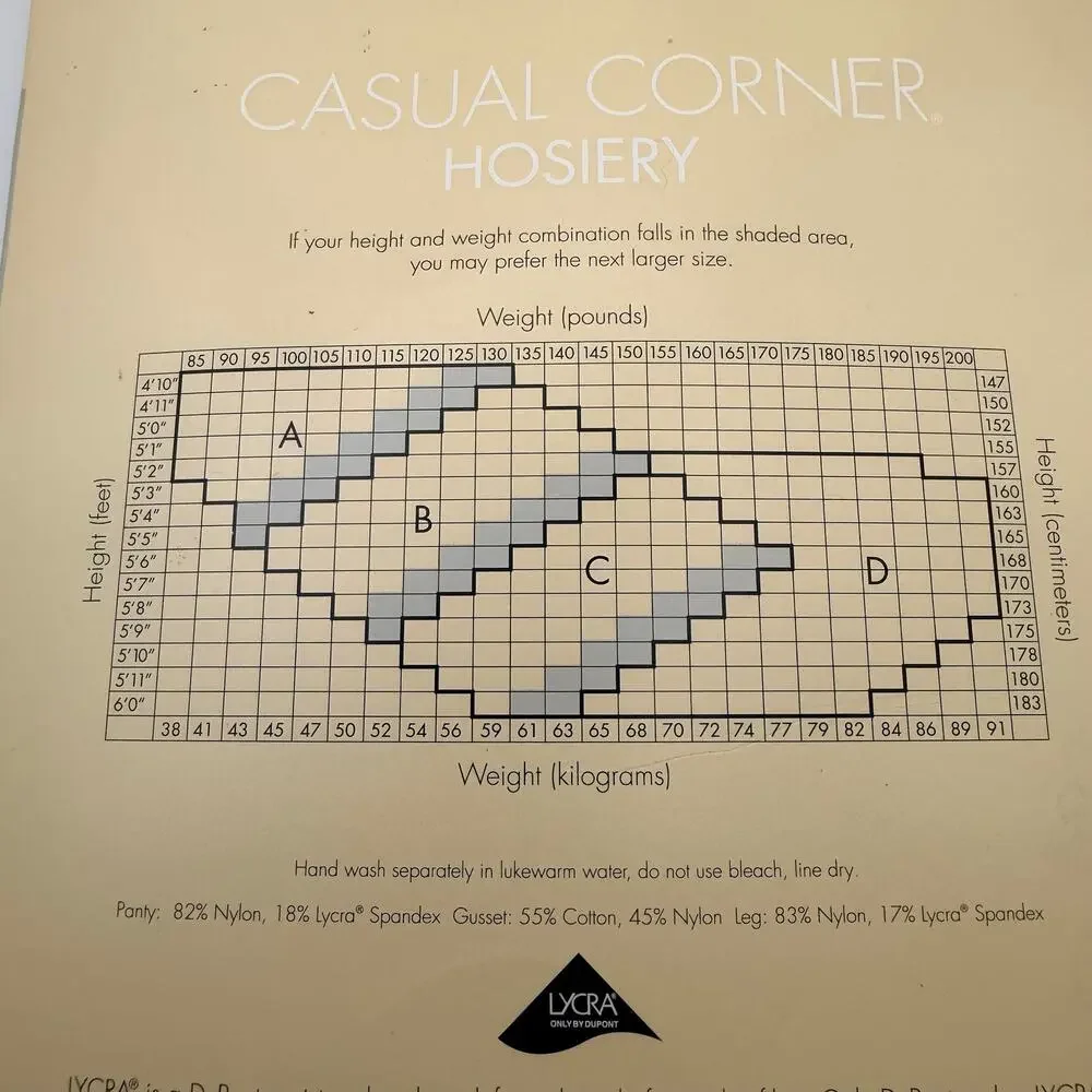 Casual Corner Size C Pantyhose Silky Lycra Sheer Control Top Jet Black